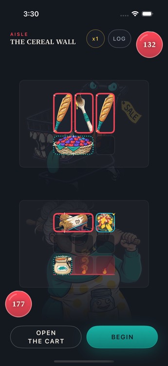 Arranging the cart before a fight, BEGIN button waiting